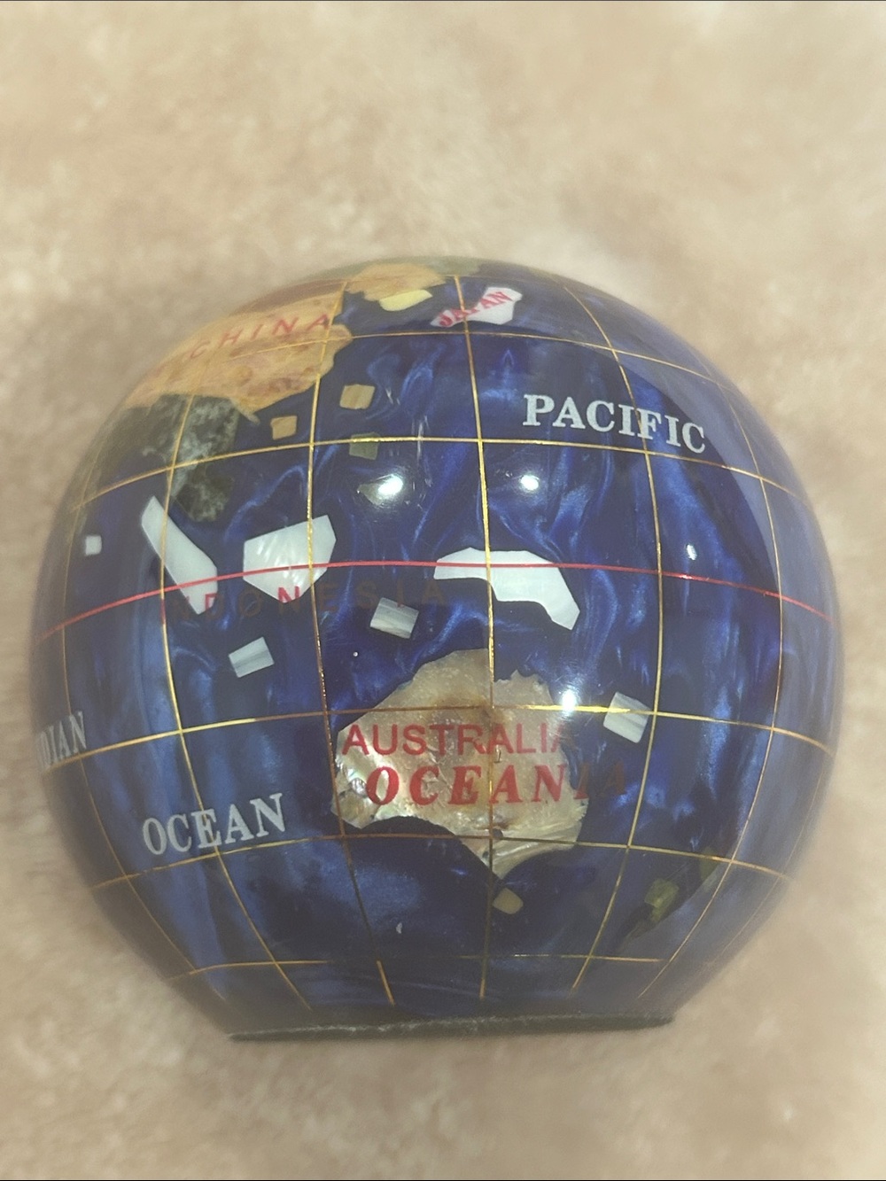 Kalifano Gemstone Globe Paperweight 3.5” World Globe Desk Accessory gift office - Picture 10 of 11